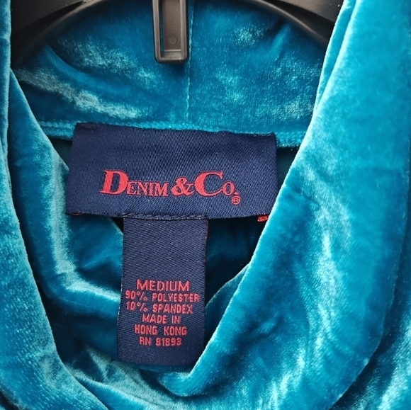 Denim&Co Women's Stretch Knit Velvet Cowl Neck Tunic - Picture 2 of 2